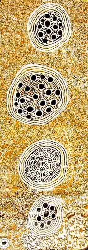 Wentja 2 Napaltjarri, Oaks Ochre 77-0991, Acrylic on Belgian linen, 156 x 62 cm - Price: SOLD