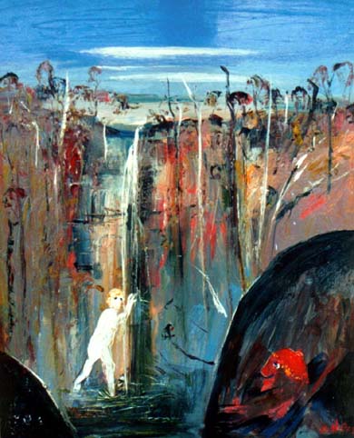 SOLD - Arthur Boyd, Shoalhaven Waterfall Bather and The Elder, Oil on canvas