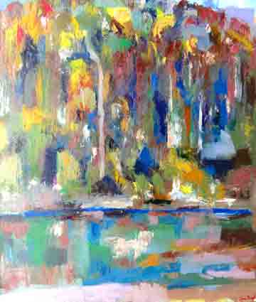 Jamie Boyd, 25-12 Trees Reflection, Oil on canvas, 183x152cm