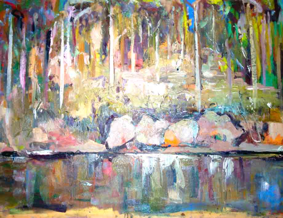 Jamie Boyd, 4-10 Rocks Reflection, Oil on canvas, 120 x 160 cm