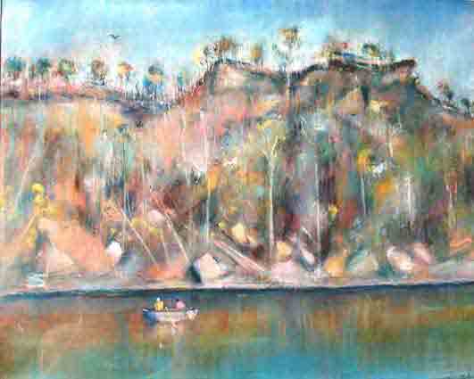 Jamie Boyd, 7-10 Boat, escarpment, Pastels, 49 x 61 cm