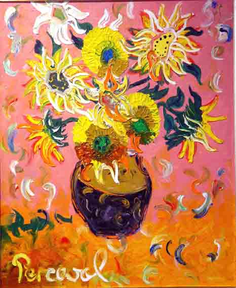 John Perceval (1923-2000) 'Sunflowers' Oil on Canvas, 60 by 52 cm