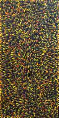 Gloria Petyarre, Bush medicine Leaves, Synthetic polymer on Belgian linen,120 x 60 cm