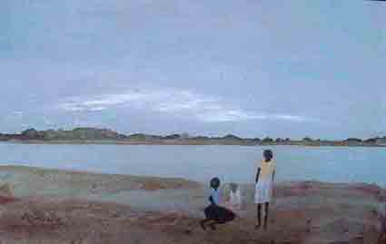 Ray Crooke, Mornington Island Mission 1952-1954, Oil on Board, 15 x 22 cm