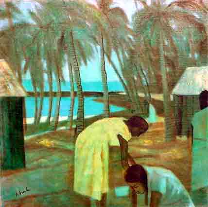 Ray Crooke, Island Women 1960-1970, Oil Canvas on on Board, 50 x 50 cm