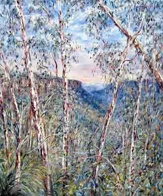 Tessa Perceval, Valley View Fitzroy Falls, Oil on Linen, 91 cm by 76 cm - SOLD